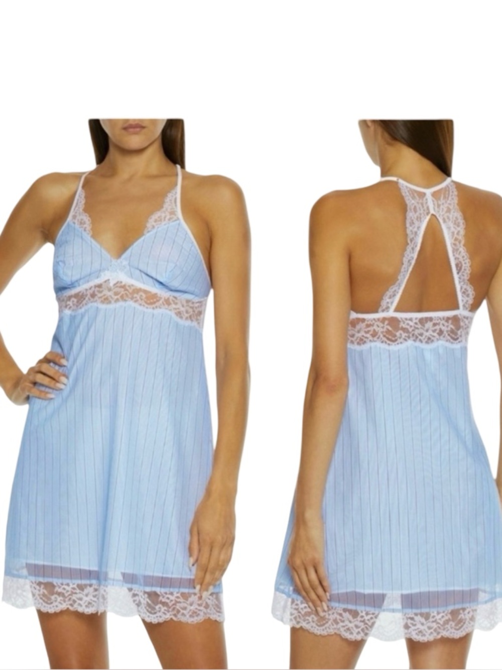 NWT LISE CHARMEL “Dandy Nautique” Lace Trim Chemise Nightie Baby Doll Lingerie S